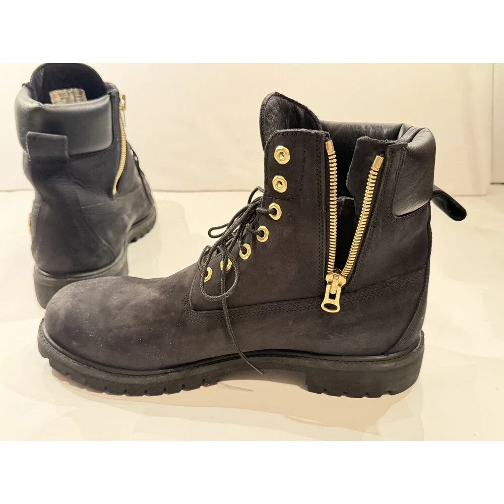 Timberland X Men's Black Culture Kings Side Zip Lace Up Boots Size US 13W
